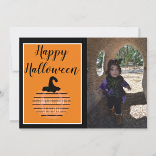 Carte photo Halloween avec motif de citrouille mod