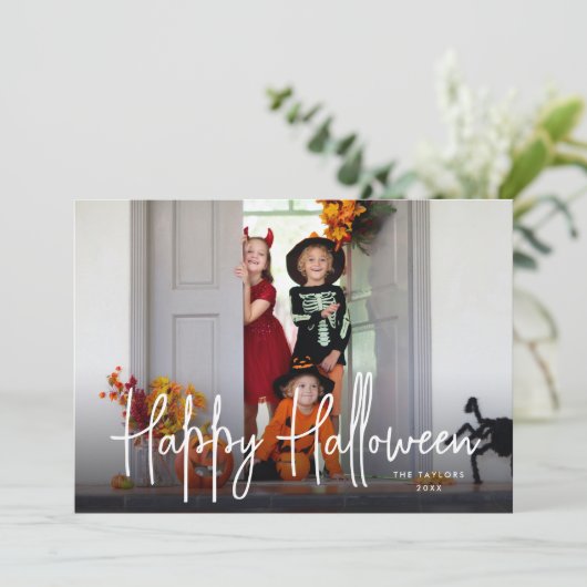 Carte photo Halloween de script esquissé (Debout devant)