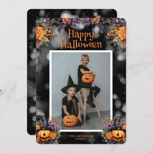 Carte photo Halloween Jack O’Lanterns (Devant / Derrière)