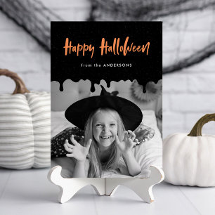 Carte photo Halloween sang qui coule