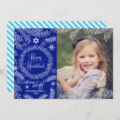 Carte photo Hanoukka Blue Foliage (Devant / Derrière)