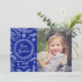 Carte photo Hanoukka Blue Foliage (Debout devant)