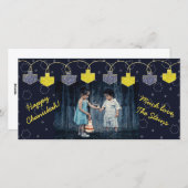 Carte photo Hanoukka "Dreidel Banner" (Devant / Derrière)