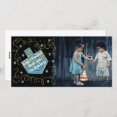 Carte photo Hanoukka "Dreidel Spinner" (Devant / Derrière)