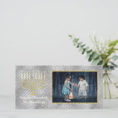 Carte photo Hanoukka "Elegant Menorah" 2 côté (Debout devant)