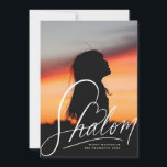 Carte photo Hanoukka - Lettres Coeur Shalom<br><div class="desc">"shalom" écrit à la main avec coeur,  couleur et échelle modifiables; message facultatif au dos ou ajouter plus de photos</div>