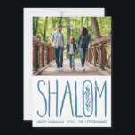 Carte photo Hanoukka Shalom Lettering<br><div class="desc">"shalom" avec branche d'olivier esquissée,  couleur et échelle modifiables ; message facultatif au dos ou ajouter des photos</div>