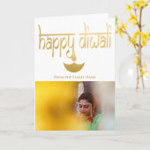 Carte Photo Happy Diwali personnalisée (Fleur jaune)