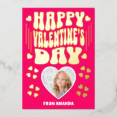 Carte photo Heureuse Sainte-Valentin d'or Retro (Recto)