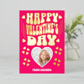 Carte photo Heureuse Sainte-Valentin d'or Retro (Debout devant)