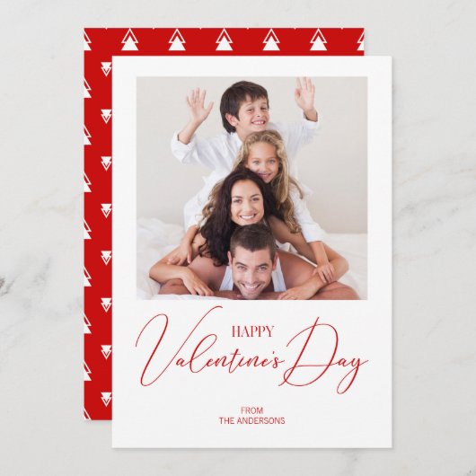 Carte photo Heureuse Sainte-Valentin simple et mod (Devant / Derrière)