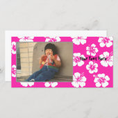 Carte photo Hibiscus rose personnalisable (Devant / Derrière)