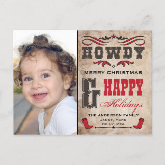 Carte photo Howdy Cowboy Western Xmas