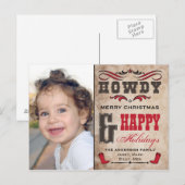 Carte photo Howdy Cowboy Western Xmas (Devant / Derrière)