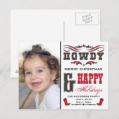 Carte photo Howdy Cowboy Western Xmas (Devant / Derrière)