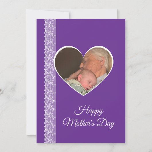 Carte Photo inside Heart image with lace border (Devant)