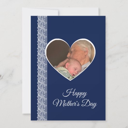 Carte Photo inside Heart image with lace border (Devant)