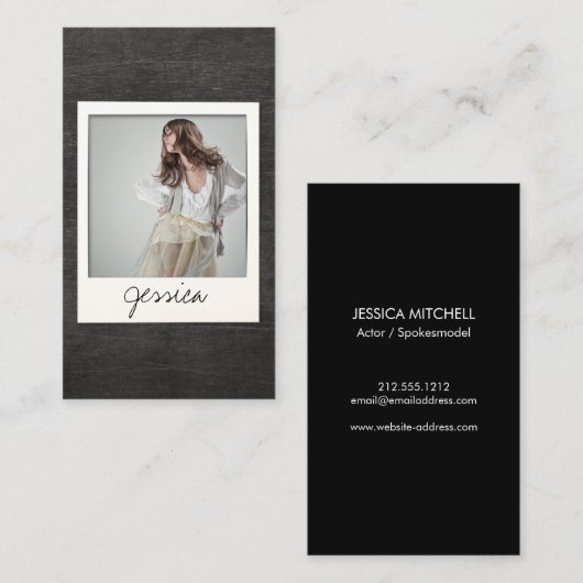 Carte photo instantané personnalisable pour acteur (Devant / Derrière)