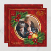 Carte photo Jacquard rouge et or (Devant / Derrière)