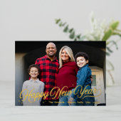 Carte Photo Joyeuse Année avec Reflet Intemporel (Debout devant)