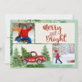 Carte photo Joyeuse et Bright Red Truck Christmas (Devant)