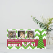 Carte photo Joyeuse et brillante Chevron Noël (Debout devant)