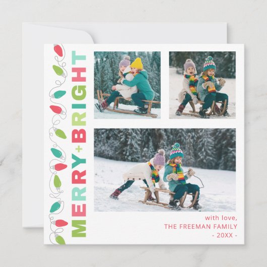 Carte Photo Joyeuse + Lumineuse avec Lumières Colo (Devant)