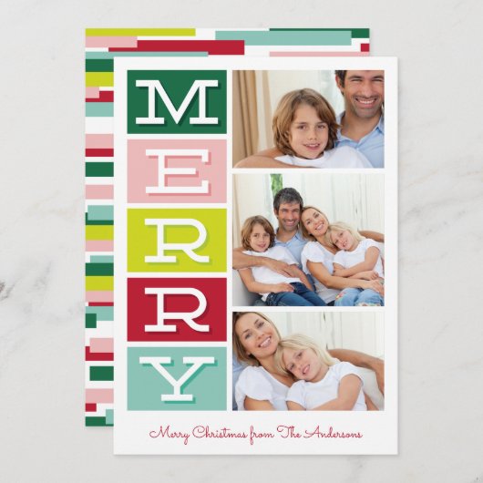 Carte photo Joyeuse Mid Century moderne de Noël (Devant / Derrière)