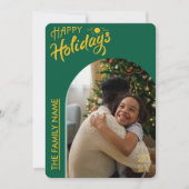 Carte photo Joyeuses Fêtes 2 écriture moderne vert (Devant)