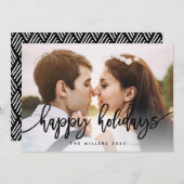 Carte photo Joyeuses Fêtes avec typographie chic (Devant / Derrière)