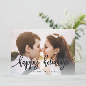 Carte photo Joyeuses Fêtes avec typographie chic (Debout devant)