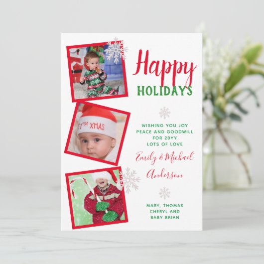 CARTE PHOTO Joyeuses Vacances 2022 Rouge Vert (Debout devant)