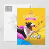 Carte photo "Joyeux Anniversaire" Bull Terrier (Devant / Derrière)