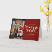 Carte Photo Joyeux et Lumineux Noël Minimaliste (Fleur jaune)