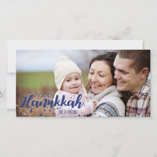 Carte Photo Joyeux Hanukkah Bulles de Neige