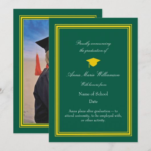 Carte Photo - Lime Green Proudly Announcing Graduation (Devant / Derrière)