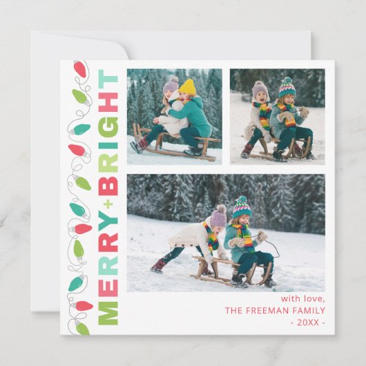 Carte Photo Lumineuses Colorées Joyeux + Brillants (Devant)