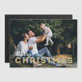 Carte photo magnétique de Noël d'or et de parties (Devant / Derrière)