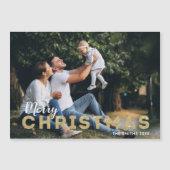 Carte photo magnétique de Noël d'or et de parties (Devant)