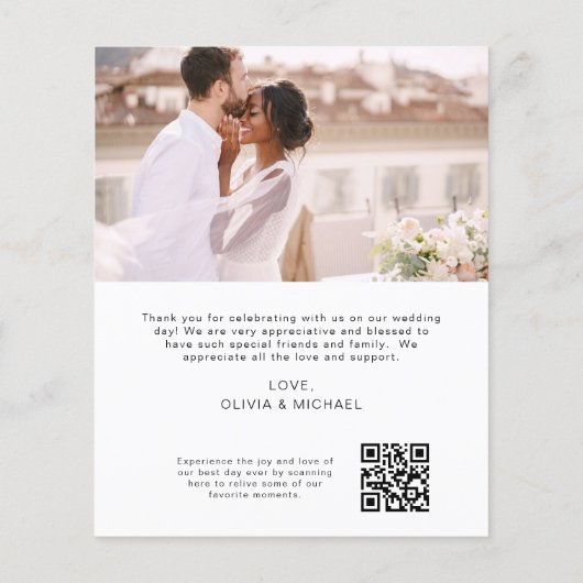 Carte photo Mariage de Merci de code QR (Dos)