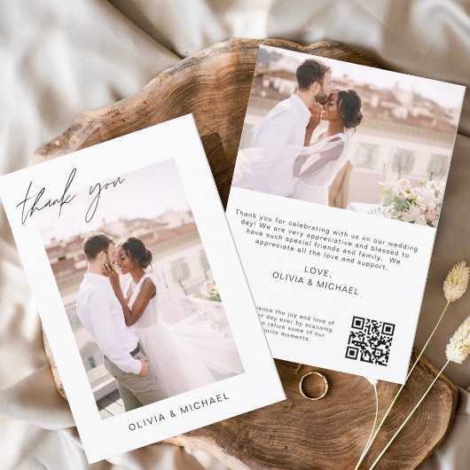 Carte photo Mariage de Merci de code QR