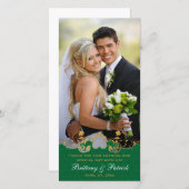 Carte photo Mariage de rouleaux vert, blanc, or (Devant / Derrière)