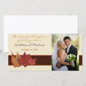 Carte photo Mariage Feuille Brown séché d'ivoire (Devant / Derrière)