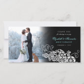 Carte photo Mariage Floral Paisley Boho Merci (Devant)
