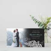 Carte photo Mariage Floral Paisley Boho Merci (Debout devant)