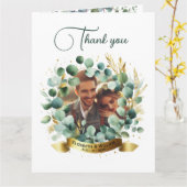 Carte PHOTO Mariage Merci Eucalyptus Feuille Cadeau (Fleur jaune)