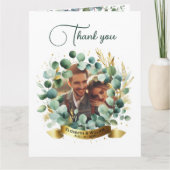 Carte PHOTO Mariage Merci Eucalyptus Feuille Cadeau (Devant)