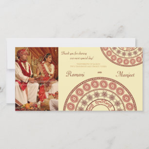 Carte photo Mariage Merci indien au henné