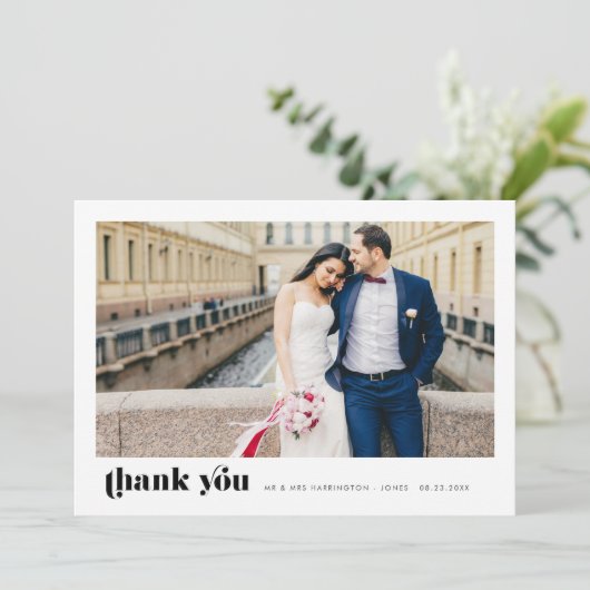 Carte photo Mariage Merci rétro (Debout devant)