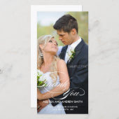 CARTE PHOTO MARIAGE MERCI SCRIPT BLANC (Devant / Derrière)